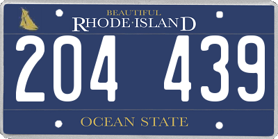RI license plate 204439