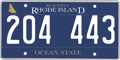 RI license plate 204443