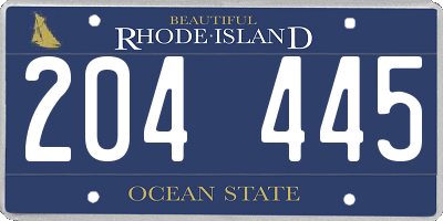 RI license plate 204445