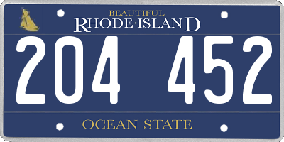 RI license plate 204452
