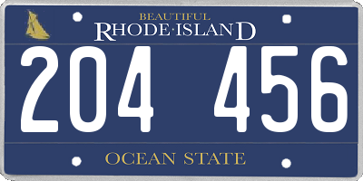 RI license plate 204456