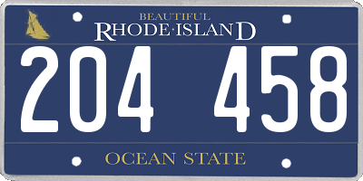 RI license plate 204458