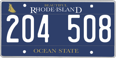 RI license plate 204508