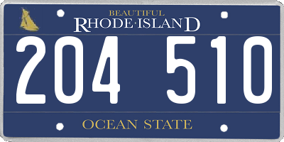 RI license plate 204510