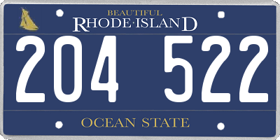 RI license plate 204522
