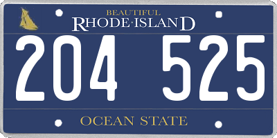 RI license plate 204525