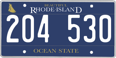 RI license plate 204530