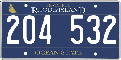 RI license plate 204532