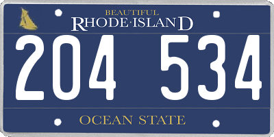 RI license plate 204534