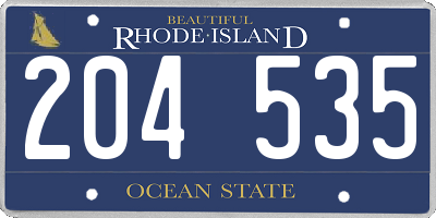 RI license plate 204535