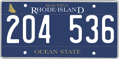 RI license plate 204536