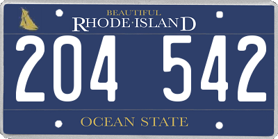 RI license plate 204542