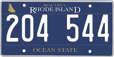 RI license plate 204544
