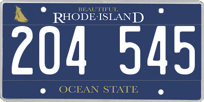 RI license plate 204545