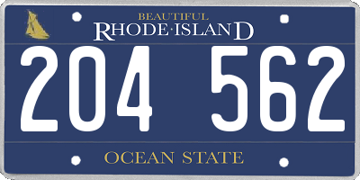 RI license plate 204562