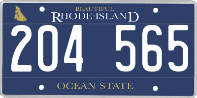 RI license plate 204565