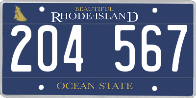 RI license plate 204567