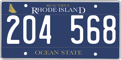 RI license plate 204568