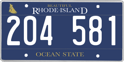 RI license plate 204581