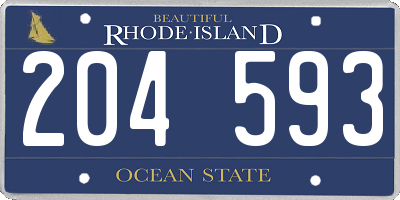 RI license plate 204593