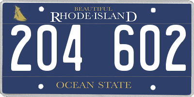 RI license plate 204602