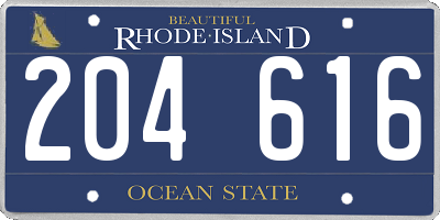 RI license plate 204616