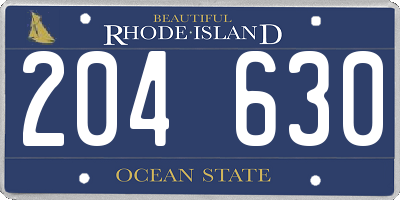 RI license plate 204630