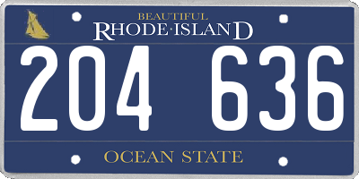 RI license plate 204636