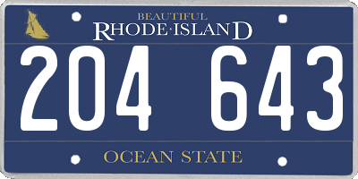 RI license plate 204643