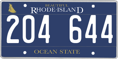 RI license plate 204644