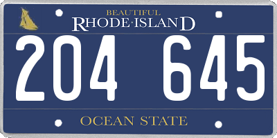 RI license plate 204645
