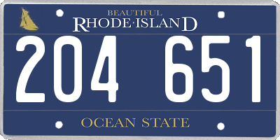 RI license plate 204651