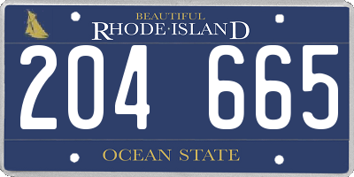 RI license plate 204665