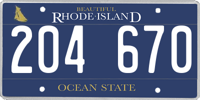 RI license plate 204670