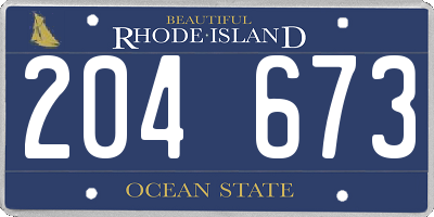 RI license plate 204673