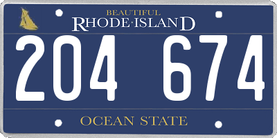 RI license plate 204674