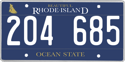 RI license plate 204685