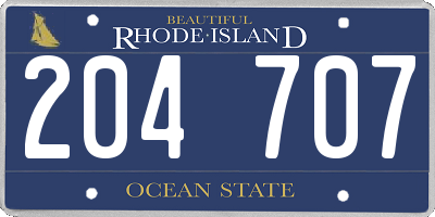 RI license plate 204707