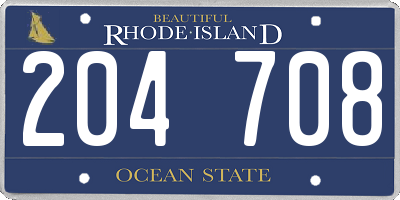 RI license plate 204708