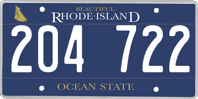 RI license plate 204722