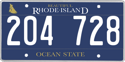 RI license plate 204728