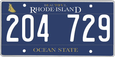 RI license plate 204729