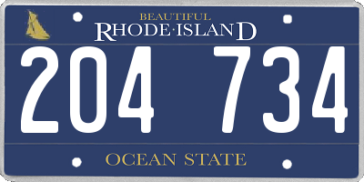 RI license plate 204734