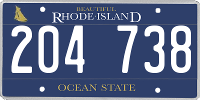 RI license plate 204738