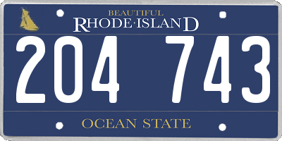 RI license plate 204743