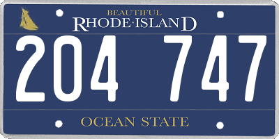 RI license plate 204747