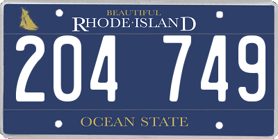 RI license plate 204749