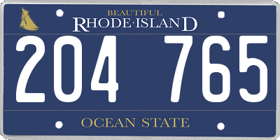 RI license plate 204765
