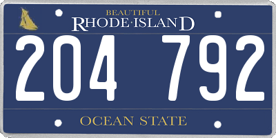 RI license plate 204792