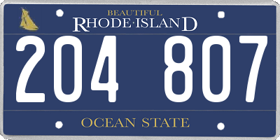 RI license plate 204807